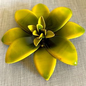 Vintage Retro Lime Green Flower Brooch Pin